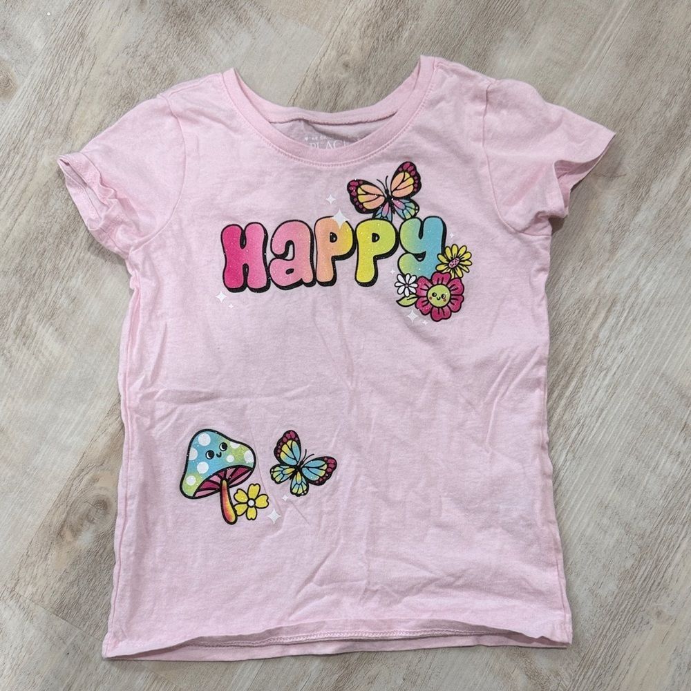 The Children's Place Pink Tee with Colorful Happy Print